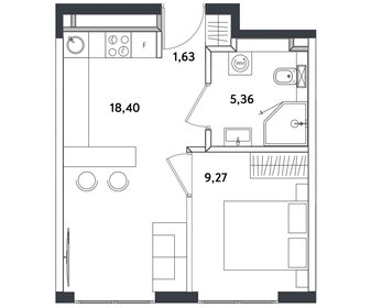 Квартира 35,4 м², 2-комнатные - изображение 1