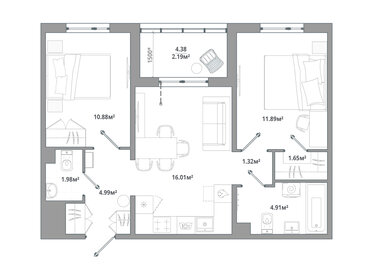 Квартира 55,8 м², 2-комнатная - изображение 1