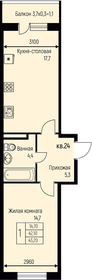 Квартира 43,2 м², 1-комнатная - изображение 1