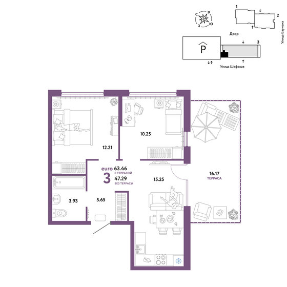 63,5 м², 3-комнатная квартира 8 940 000 ₽ - изображение 1