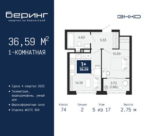 36,4 м², 1-комнатная квартира 3 590 000 ₽ - изображение 119