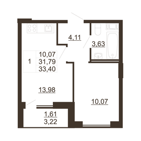 40 м², 1-комнатная квартира 3 500 000 ₽ - изображение 77