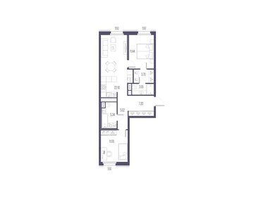 Квартира 69,9 м², 2-комнатная - изображение 1