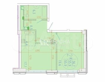 Квартира 55,9 м², 2-комнатная - изображение 1