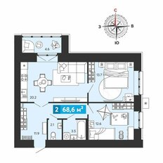 Квартира 68,6 м², 2-комнатная - изображение 2