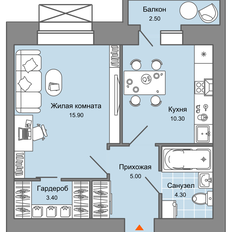 Квартира 40 м², 1-комнатная - изображение 2