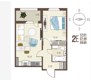 64,1 м², 2-комнатная квартира 5 383 560 ₽ - изображение 31