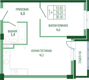 44,3 м², 1-комнатная квартира 8 800 000 ₽ - изображение 23