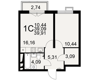 Квартира 39,9 м², 1-комнатная - изображение 1