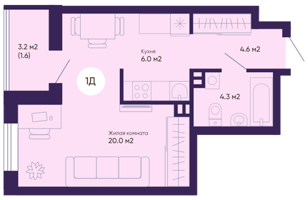 36,6 м², 1-комнатная квартира 6 331 800 ₽ - изображение 27