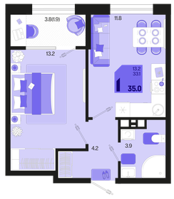 35,2 м², 1-комнатная квартира 5 216 640 ₽ - изображение 11