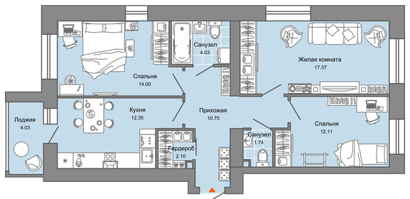 66 м², 3-комнатная квартира 5 850 000 ₽ - изображение 62