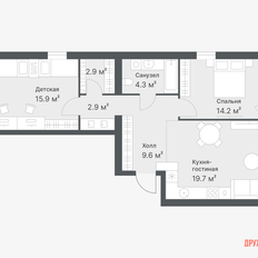 Квартира 69,5 м², 2-комнатная - изображение 4