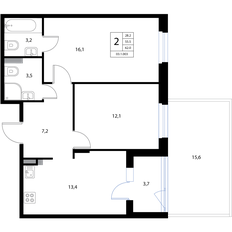 Квартира 62 м², 3-комнатная - изображение 2