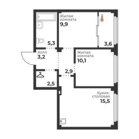 Квартира 49,4 м², 2-комнатная - изображение 1