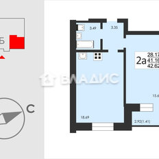 Квартира 42,6 м², 1-комнатная - изображение 1