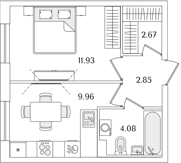 31,5 м², 1-комнатная квартира 7 956 705 ₽ - изображение 1