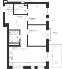 65,3 м², 2-комнатная квартира 8 624 880 ₽ - изображение 48