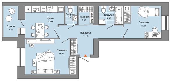 58 м², 2-комнатная квартира 5 475 554 ₽ - изображение 28