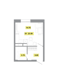 Квартира 23,6 м², 1-комнатная - изображение 1