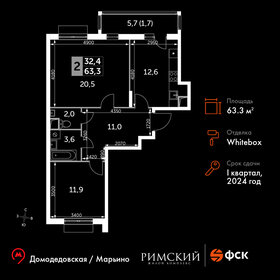 66,7 м², 2-комнатная квартира 15 334 330 ₽ - изображение 1