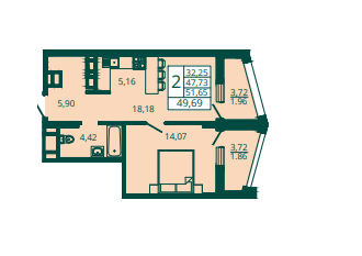 50 м², 2-комнатная квартира 5 150 000 ₽ - изображение 115