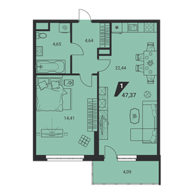 47,4 м², 1-комнатная квартира 7 057 885 ₽ - изображение 38