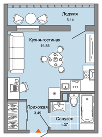 17 м², квартира-студия 1 200 000 ₽ - изображение 86