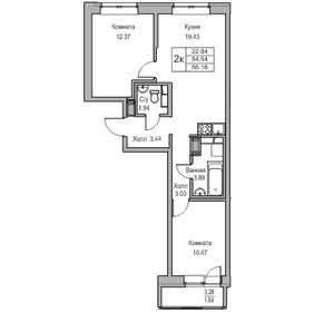 Квартира 54,5 м², 2-комнатная - изображение 1