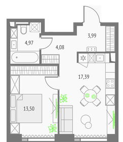 43,9 м², 1-комнатная квартира 18 960 898 ₽ - изображение 1