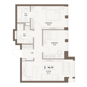 64,7 м², 2-комнатная квартира 31 182 294 ₽ - изображение 21