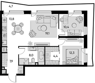 80 м², 3-комнатная квартира 28 000 000 ₽ - изображение 7