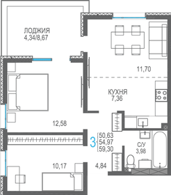 60,6 м², 3-комнатная квартира 9 694 400 ₽ - изображение 28