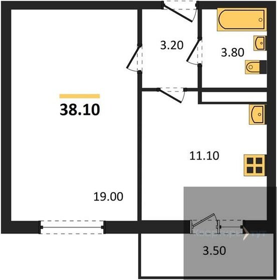 38,1 м², 1-комнатная квартира 4 484 370 ₽ - изображение 12