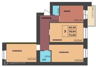 71,6 м², 3-комнатная квартира 5 656 400 ₽ - изображение 31