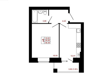 38 м², 1-комнатная квартира 2 991 750 ₽ - изображение 9