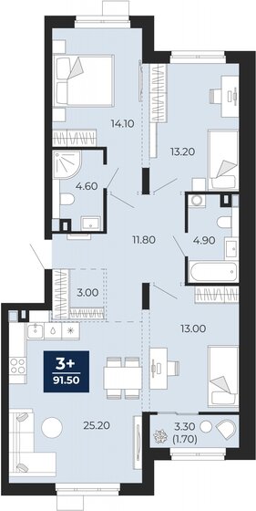 91,5 м², 3-комнатная квартира 12 920 000 ₽ - изображение 21