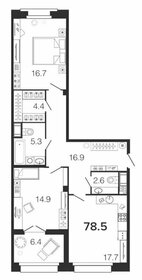 Квартира 78,4 м², 2-комнатная - изображение 1