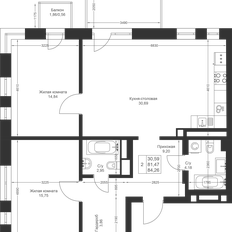 Квартира 84,3 м², 2-комнатная - изображение 2