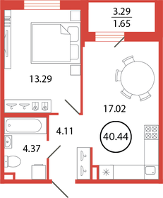 40,1 м², 1-комнатная квартира 7 075 404 ₽ - изображение 14