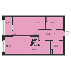 Квартира 46,4 м², 2-комнатная - изображение 2