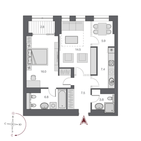 60,8 м², 2-комнатная квартира 13 700 000 ₽ - изображение 42