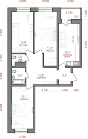 Квартира 88,3 м², 3-комнатная - изображение 1