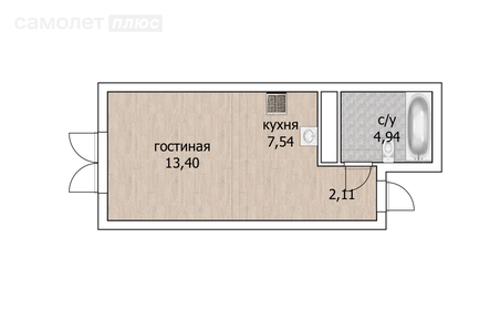 Квартира 28 м², студия - изображение 1