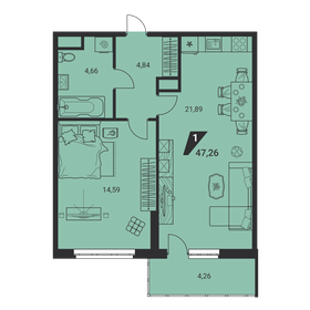 46,7 м², 1-комнатная квартира 7 462 800 ₽ - изображение 18