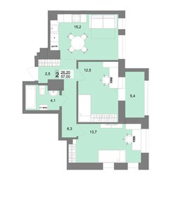 57,5 м², 2-комнатная квартира 10 999 000 ₽ - изображение 115