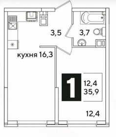 Квартира 35,9 м², 1-комнатная - изображение 1