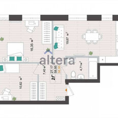 Квартира 59 м², 2-комнатная - изображение 1