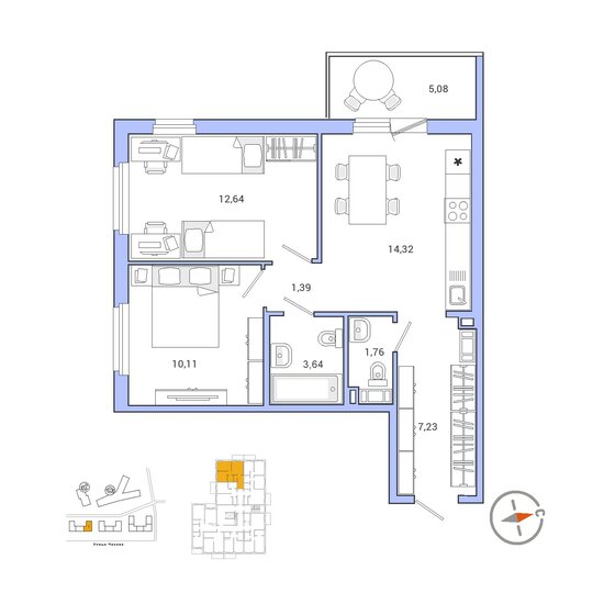 52,7 м², 2-комнатная квартира 9 524 697 ₽ - изображение 1