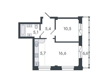 Квартира 49,9 м², 2-комнатная - изображение 1